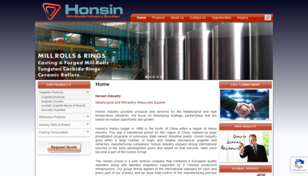 capture d'écran du site honsin-industry.com